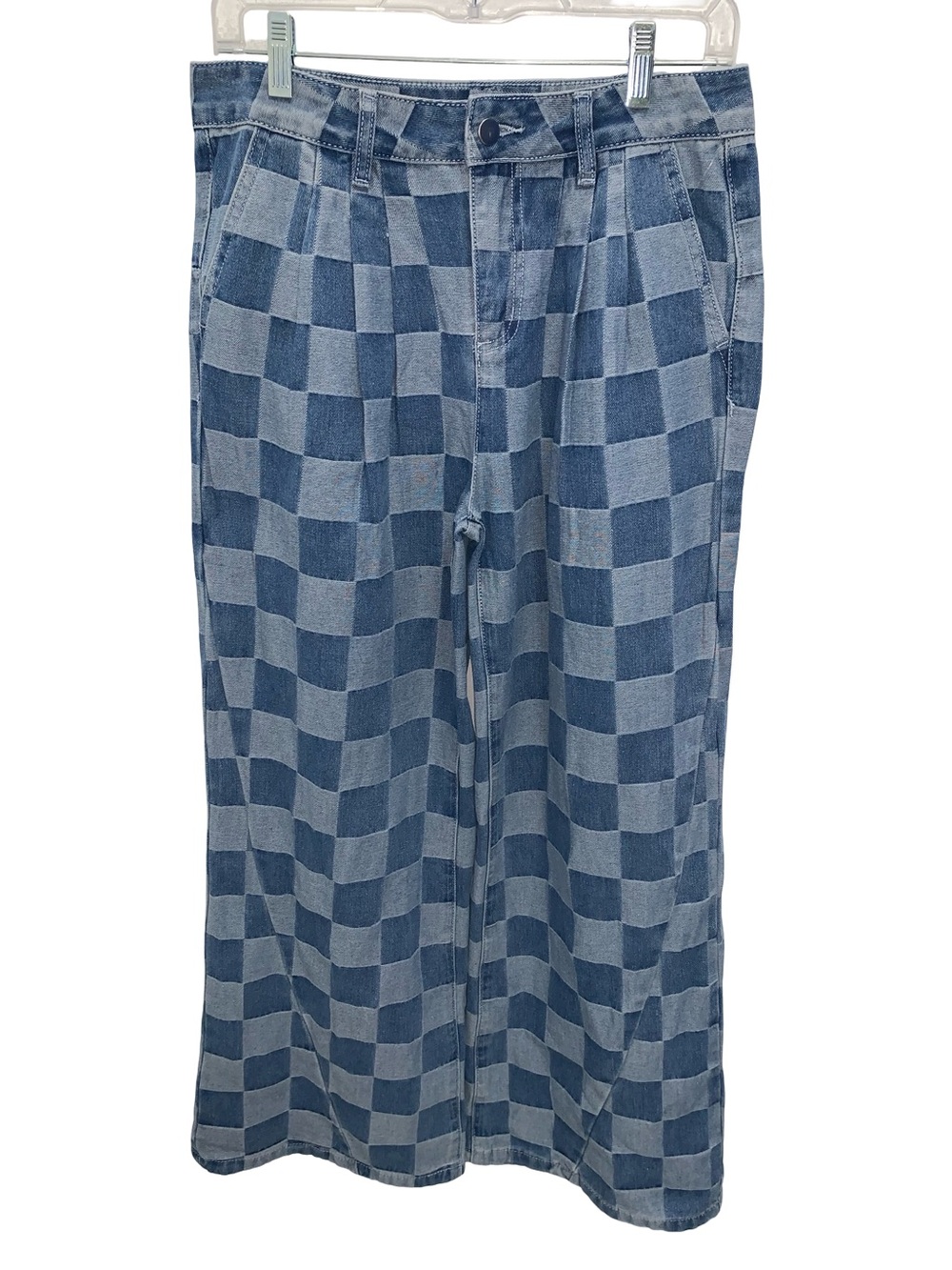 Groovy 70’s Style Wide Leg Checkered Jeans Size 6